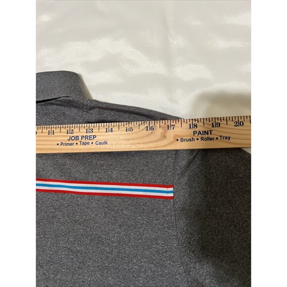 FootJoy Titleist Patch Golf Polo Gray Red Stripe Stretch Mens M Performance - Picture 15 of 16